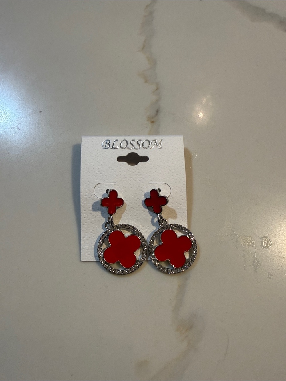 Blossom Red Clover Drop Earrings